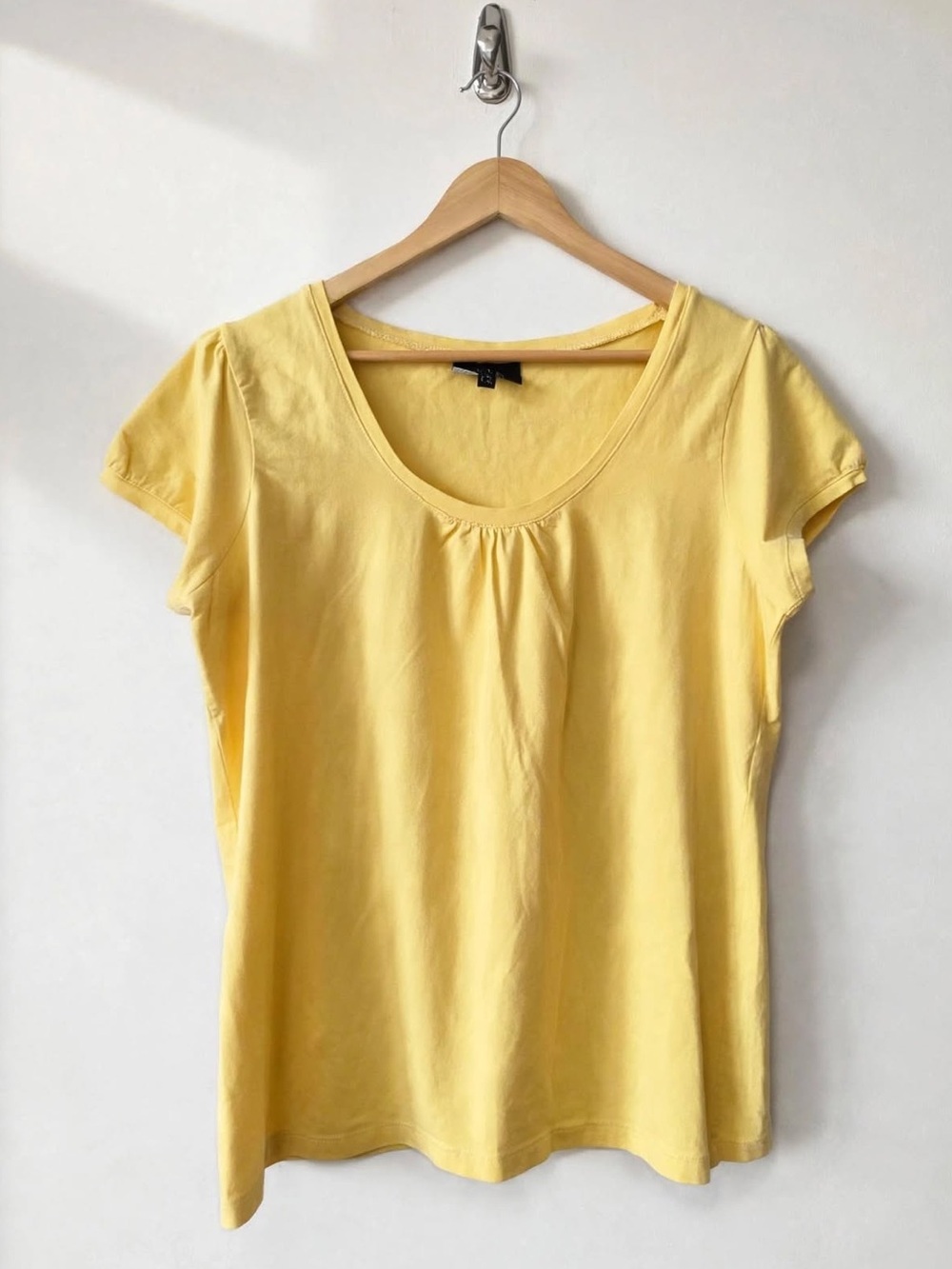NWD New Woman Design Babydoll T-Shirt Puff Sleeve Scoop Neck Yellow Size L